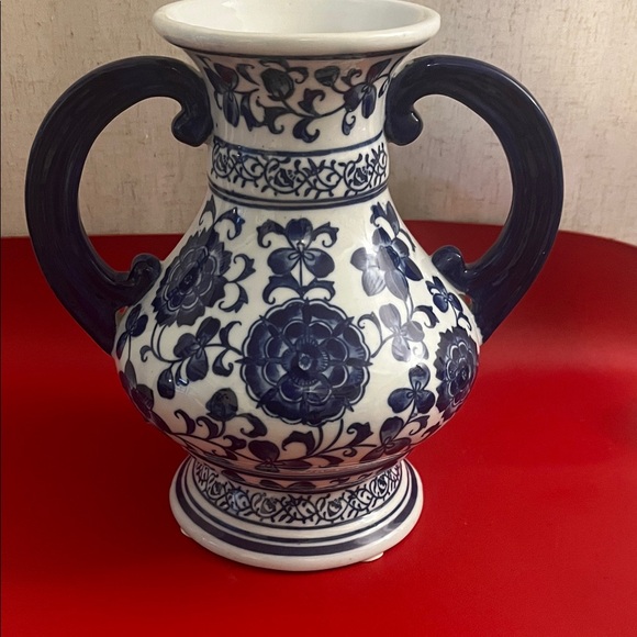 Blue and White Floral Ceramic Vase